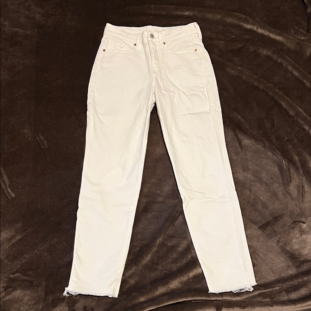 High Rise Straight Leg White Jeans